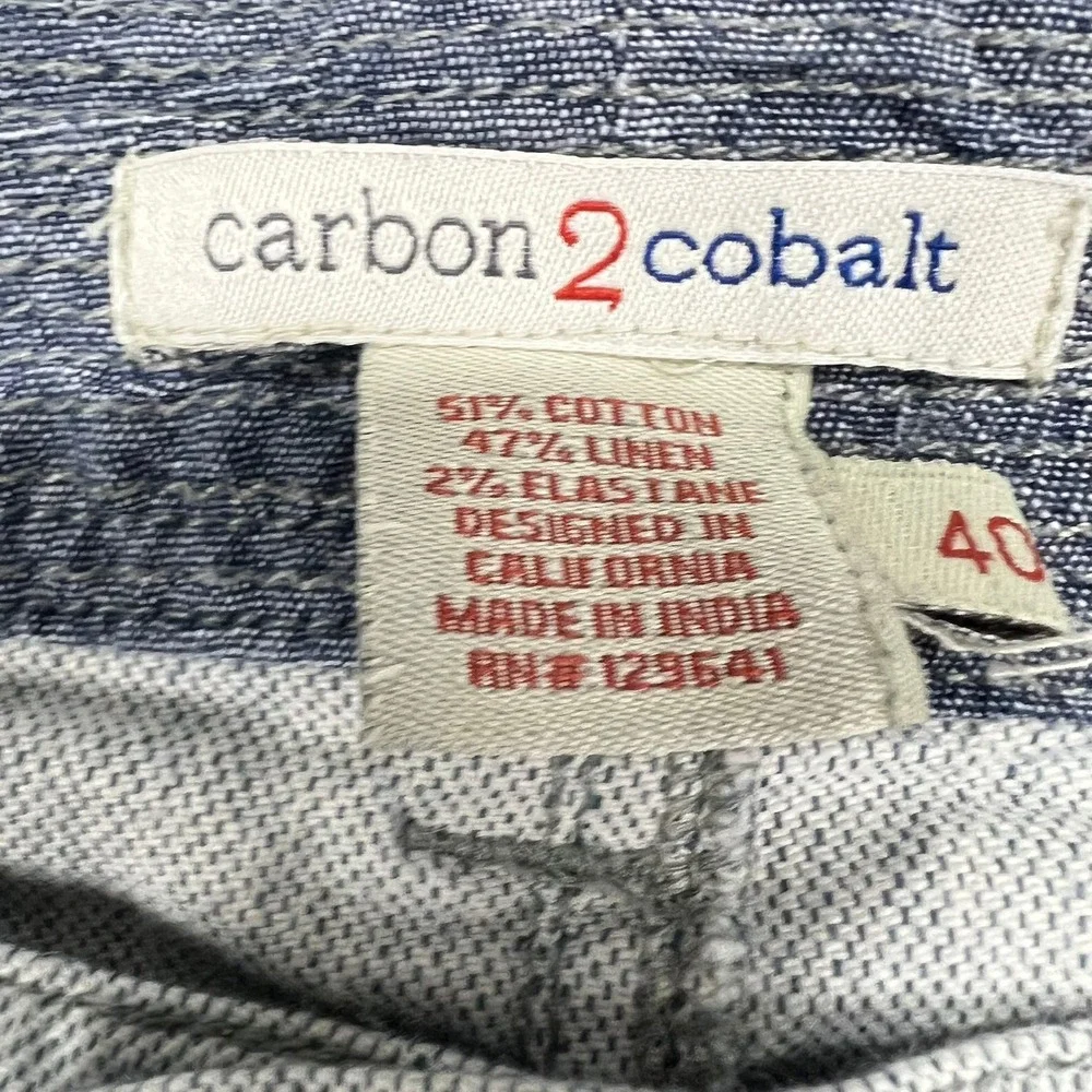 Carbon 2 Cobalt Mens Gray Cotton Linen Blend‎ Shorts Size 40 Flat Front Casual